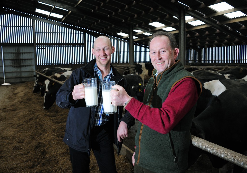 farmers drinking fresh cow milk