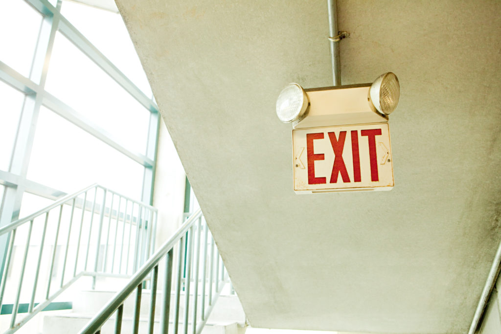 Exit sign in car park