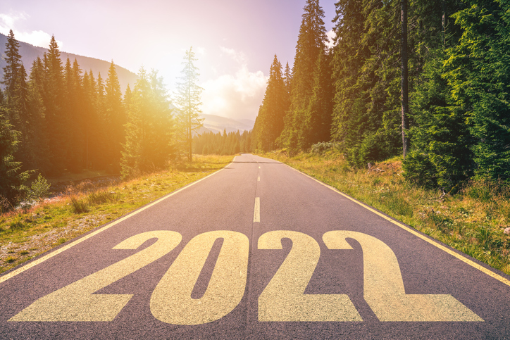 road with 2022 written on it. concept for employment law updates for 2022