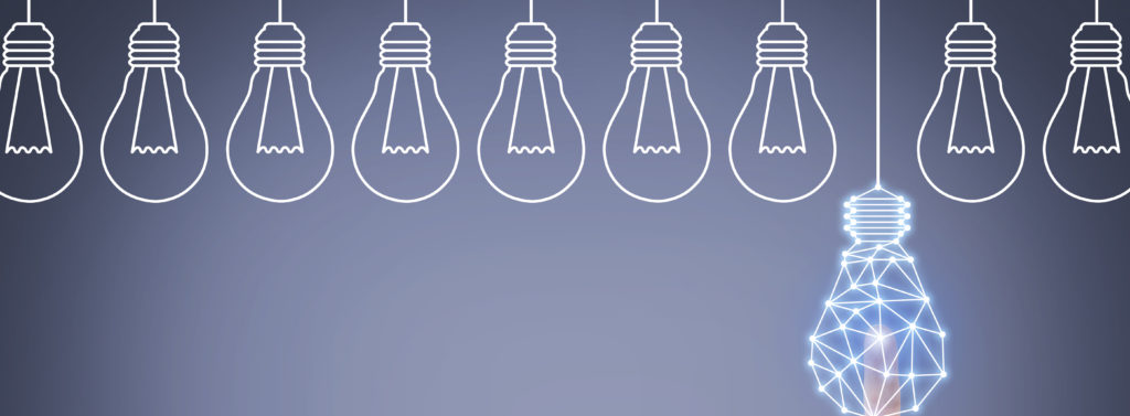 copyright ownership issues - Innovation concept with light bulbs on Touch Screen