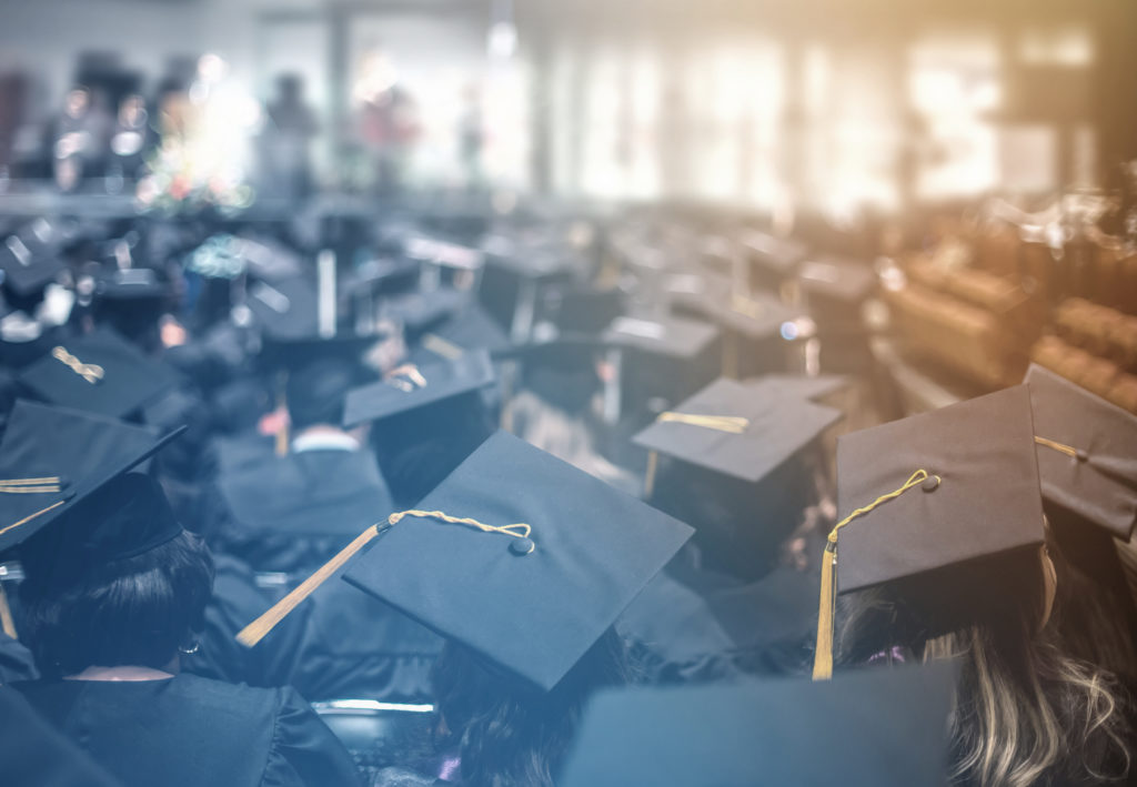 aerial photo of a graduation ceremony