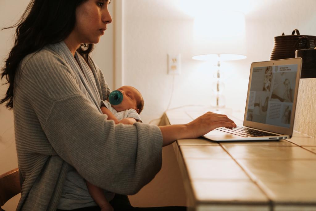 Mother with baby browsing the internet