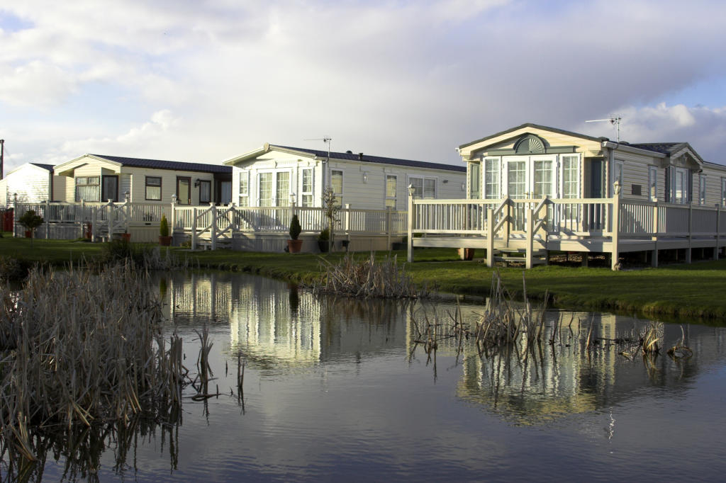 Raised holiday homes at a holiday park