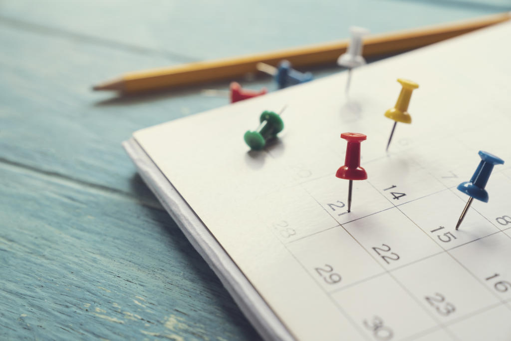 close up of calendar on the table