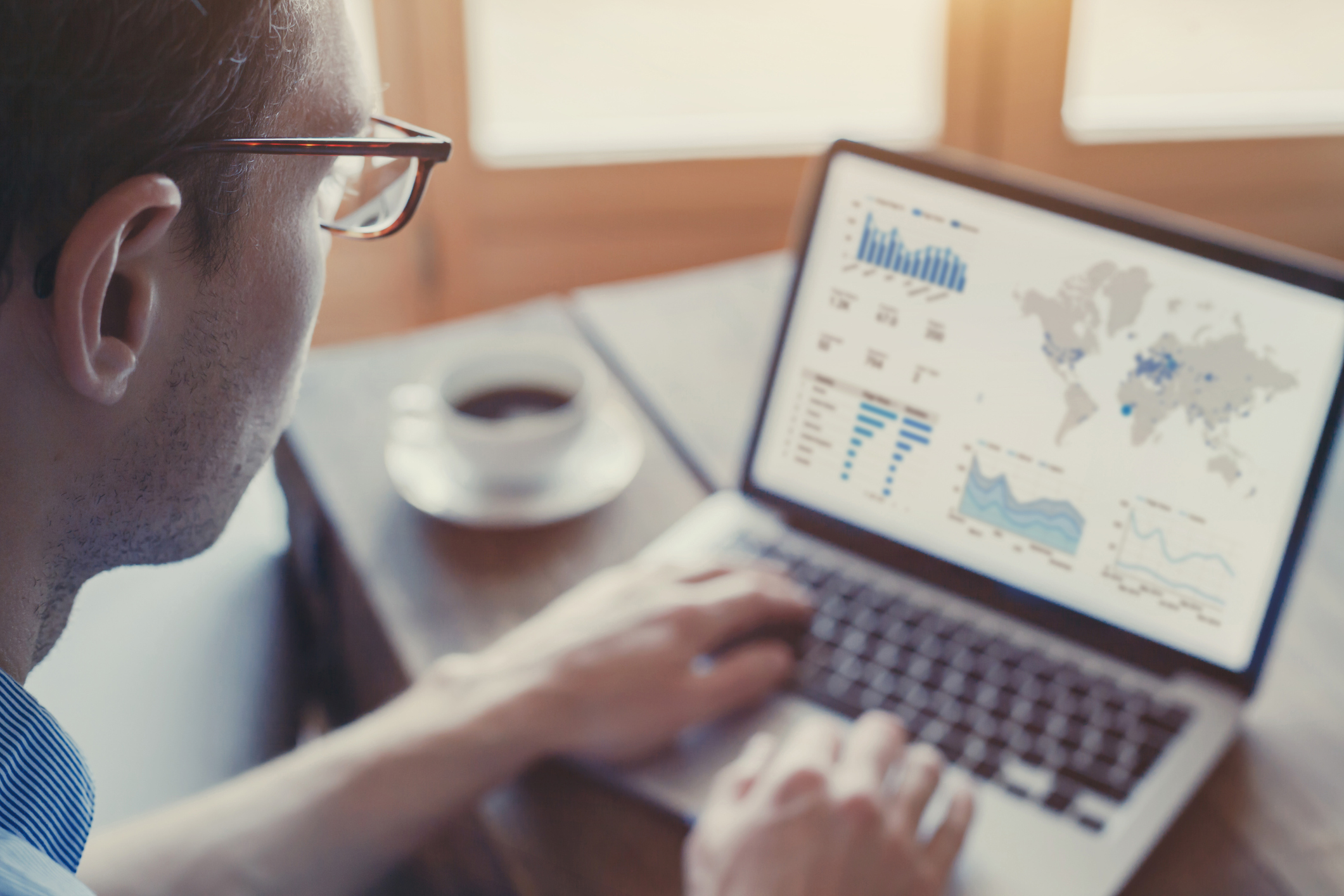 computer dashboard with website analytics data