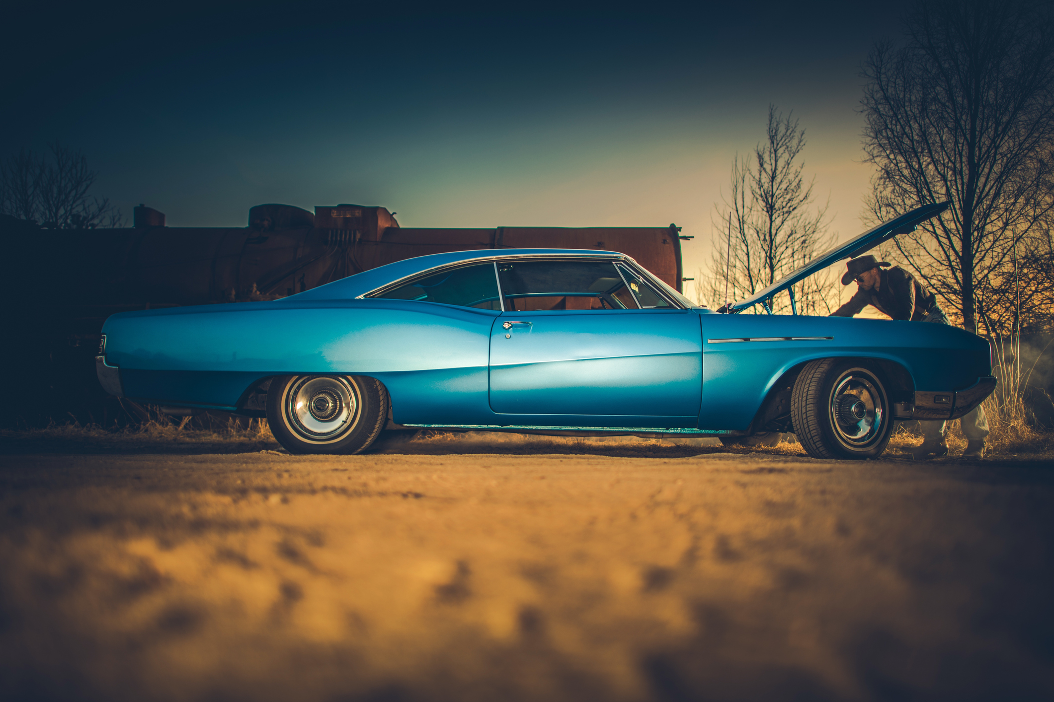 a photo of an old restored car