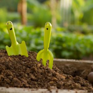 Garden Fork and Trowel on soil