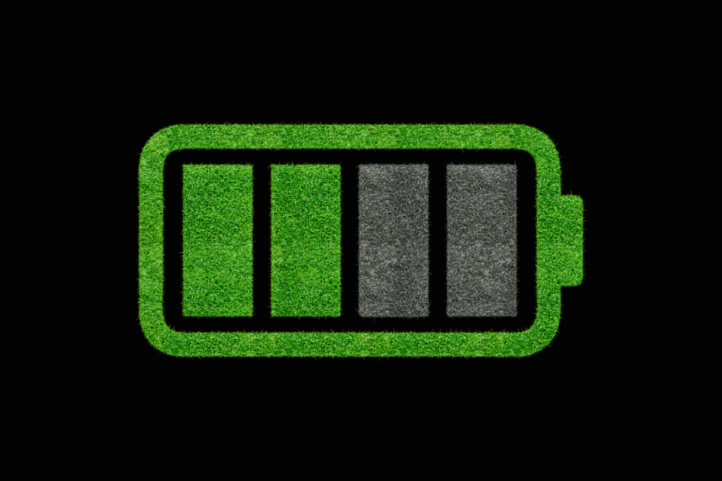A graphic image of a battery charging