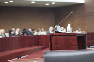 microphone at court house, suggestive of what to say at the family court