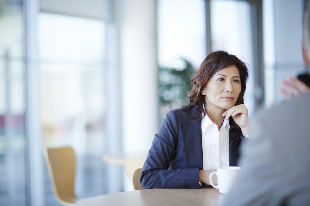 Person listening during a meeting