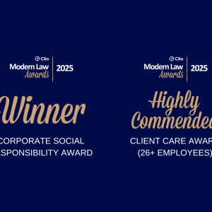 Modern Law Awards 2025 logos for winner and highly commended