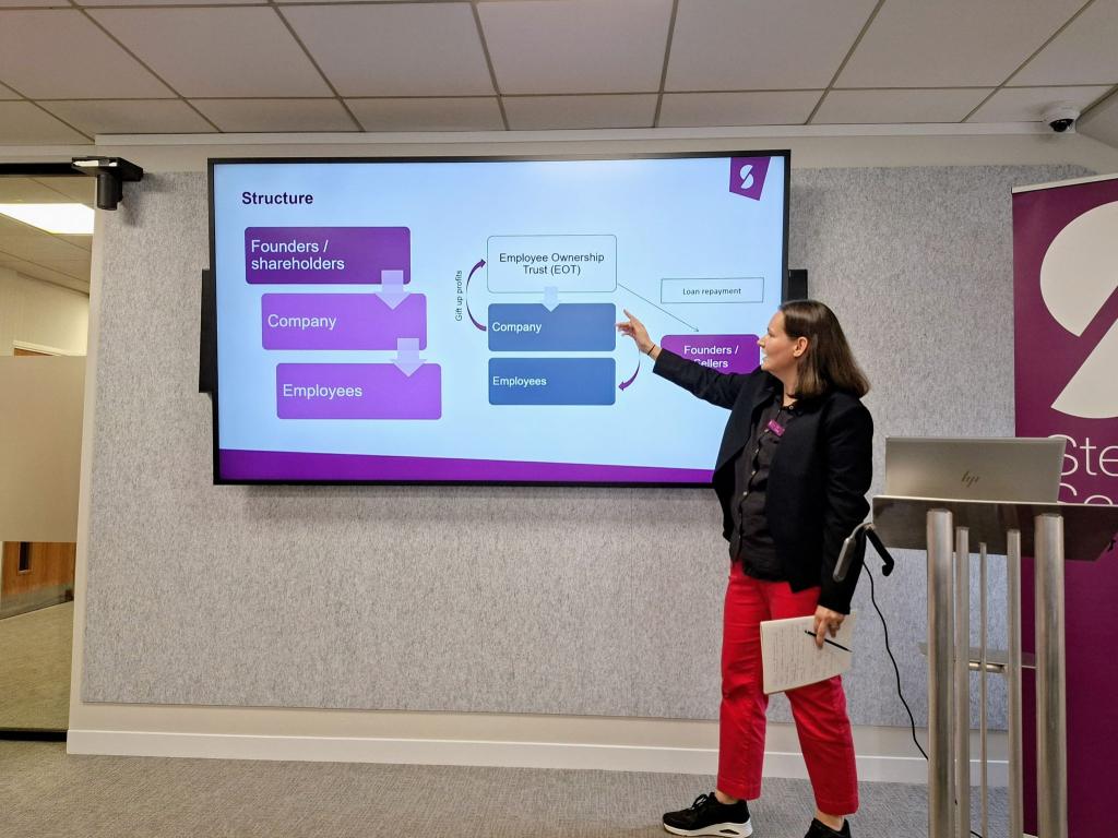 Photograph from Employee Ownership event explaining the model