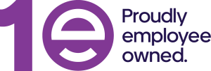 Logo showing that we are members of the employee ownership association and have been an employee owned business for ten years